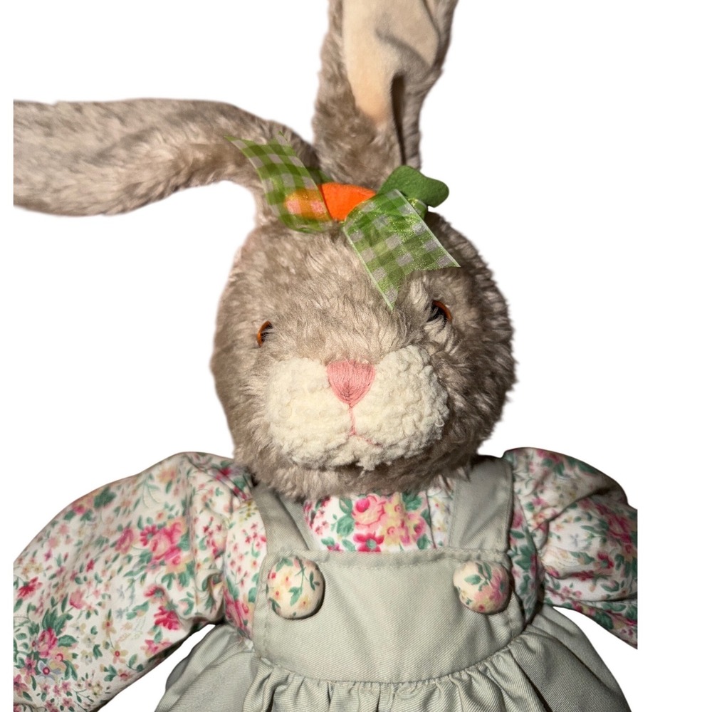 Bunny Rabbit‎ plush adorable Easter Spring Floral Dress Overalls Carrot Bow